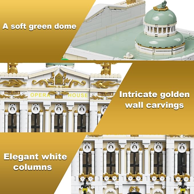 Paris Opera House Modular Building Sets for Adults European Theater Architecture with Light Kit &amp 8 Figures Collectible Club Building with Guitar for Music Lovers Gifts (4490 PCS)