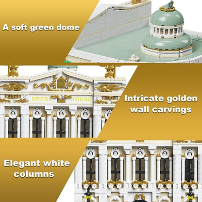 Paris Opera House Modular Building Sets for Adults European Theater Architecture with Light Kit &amp 8 Figures Collectible Club Building with Guitar for Music Lovers Gifts (4490 PCS)