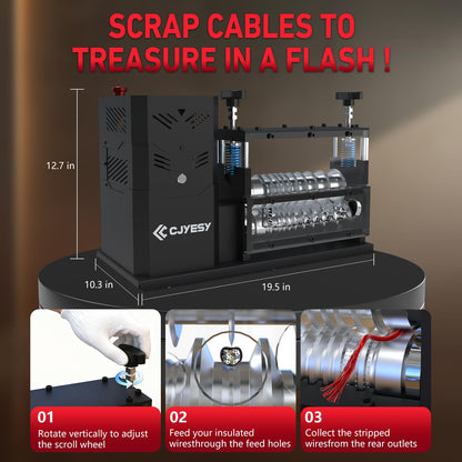 CJYESY Wire Stripping Machine 0.06-1.5 inch,Wire Stripper Machine 11 Channels 10 Blades,Automatic Wire Stripping Tool 370 W, 80 ft/min,Visible Stripping Depth Reference