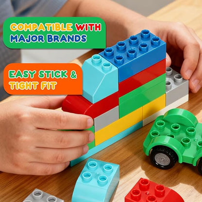 MIMAX Classic Big Bricks Building Blocks Set 180 PCS Toy Building Sets for All Major Brands Interactive Building Toy with Storage Box for Kids Boys and Girls