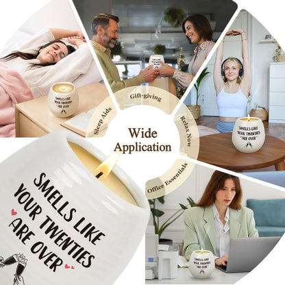 30th Birthday Gifts - Scented Candle in White Ceramic Jar with Smells Like Your Twenties are Over - Soy Wax, Happy 30th Birthday Friend Gift Idea