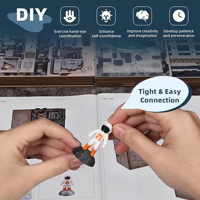 Book Nook Kit- DIY Miniature Industrial Model Kit with Dust Cover &amp LED Lights(Aerospace Foundry)