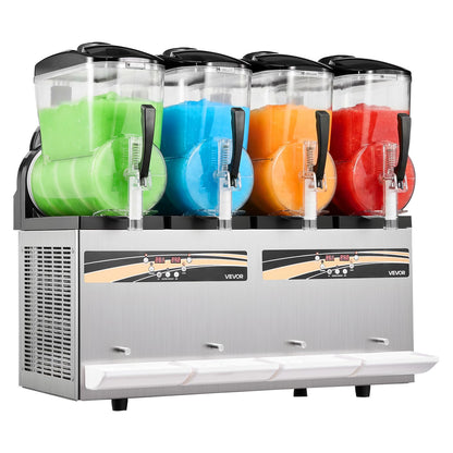 VEVOR Slushie Machine, 12L/3.17Gal x 4 Tank Commercial Slushy Maker, Frozen Drink Maker with Self-Cleaning, Margarita Machine for Restaurants Bars Party for Slushie, Margaritas, Milkshake & More