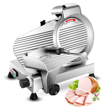 Zomagas 10 inch Commercial Meat Slicer, 240W Frozen & Cheese Slicer, Premium Chromium-plated Steel Blade, Semi-Auto, Low Noise