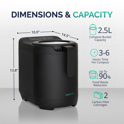 Luma® by Newair Electric Composter for Kitchen | 2.5L Odorless Kitchen Composter | Dishwasher Safe Indoor Compost Machine | 90% Volume Reduction in 3-6 Hours
