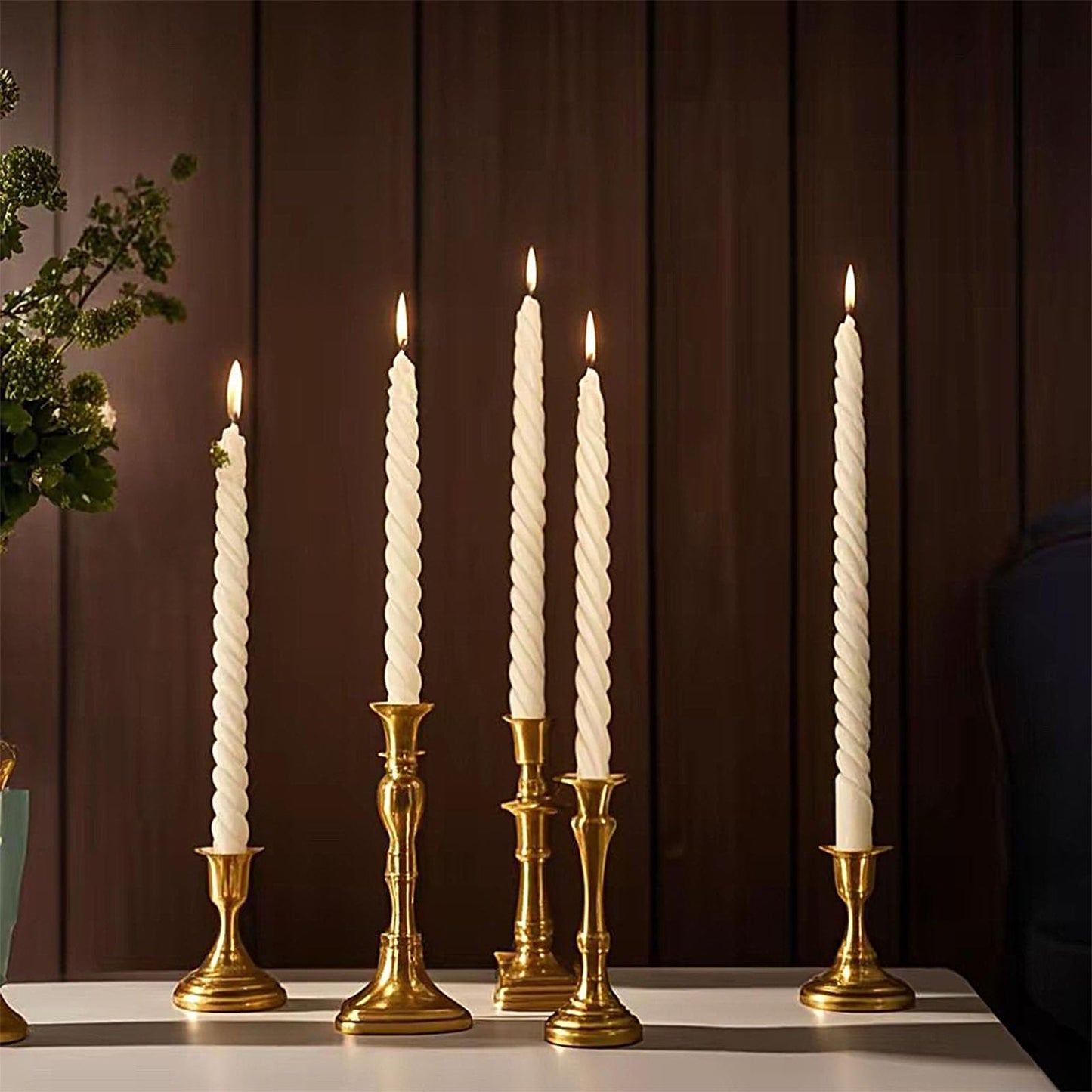 6 Pack White Taper Christmas Candles,Unscented Dripless Taper Candles 10 Inch,White Candlesticks Spiral Dripless 8 Hours Long Burning Time, Ideal for Christmas,Easter,New Years Eve Decoration