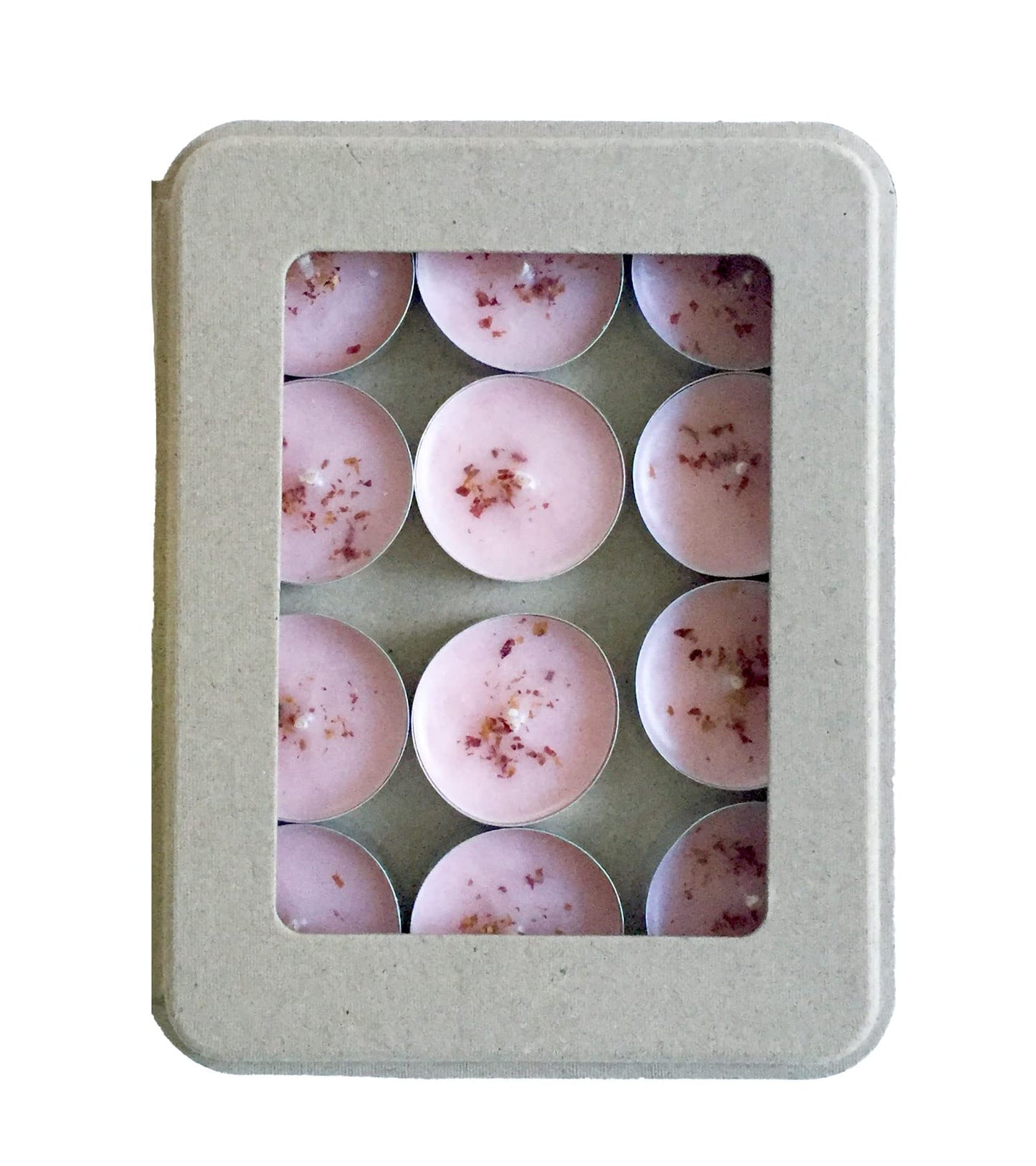 Kaya 12 Garden Rose Scented Tea Lights, Vegan, Gift for Wellness, Relaxation