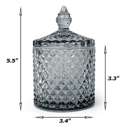 YILUSHENGHUA Colorful Glass Jar With Lid,Cute Candle Cup,Candy Dish,Candy Cookie Jars,Jewelry Box,Decorative Jar(Gray)