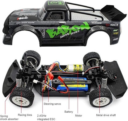 fisca 1/16 Remote Control High Speed Car 4WD RC Drifting Racing Cars Fast 20MPH Truck 2.4Ghz Off-Road 4X4 Buggy Car Speed &amp Steering Control Vehicle Toy with Lights for Kids and Adults