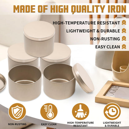 YJHSS 24-Pack 8oz Candle Tins with Lids, Metal Candle Jars for Candle Making, Empty Containers Vessels Bulk for Small Business & Beginners DIY Storage -Champagne Gold