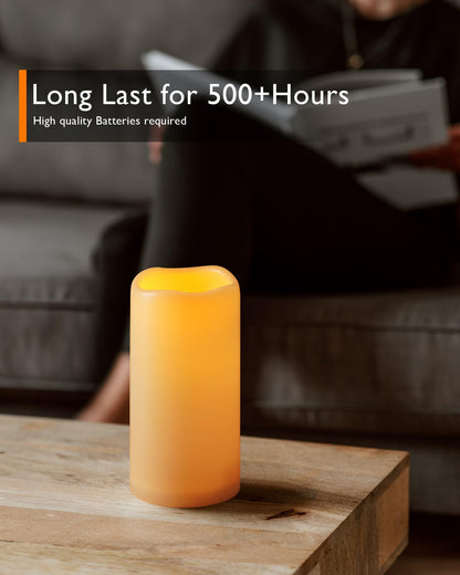Homemory 3 Pack Flameless Candles, Outdoor Waterproof, Battery Operated LED Pillar Candles with Remote Control and Timer, Plastic, Long Lasting，4”5”6”