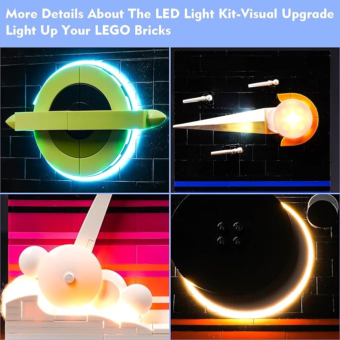 VONADO Light for Lego Tales of The Space Age Remote Control Lighting Compatible with Lego Space Age 21340 Building Set (No Lego Model) DIY Decor Space Legos 21340 Lights (ONLY Lights)