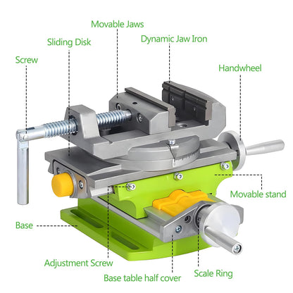 3’’ Cross Slide Drill Press Vise, 2 Way X-Y Compound Benchtop Drill Press Vise with 90° Rotary Table, for Mini Milling Machine