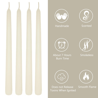 10 Inch Ivory Taper Candles Set of 4, Handmade Unscented Tapered Candles, Candle Stick Dinner Candles for Wedding Table Candlesticks Home Centerpiece Decor