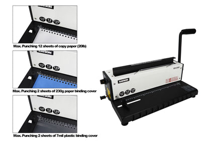 Rayson TD1202 Binding Machine, 3:1 Pitch Wire Binder, Punching 12 Sheets/Binding 120 Sheets with Sturdy Metal Construction