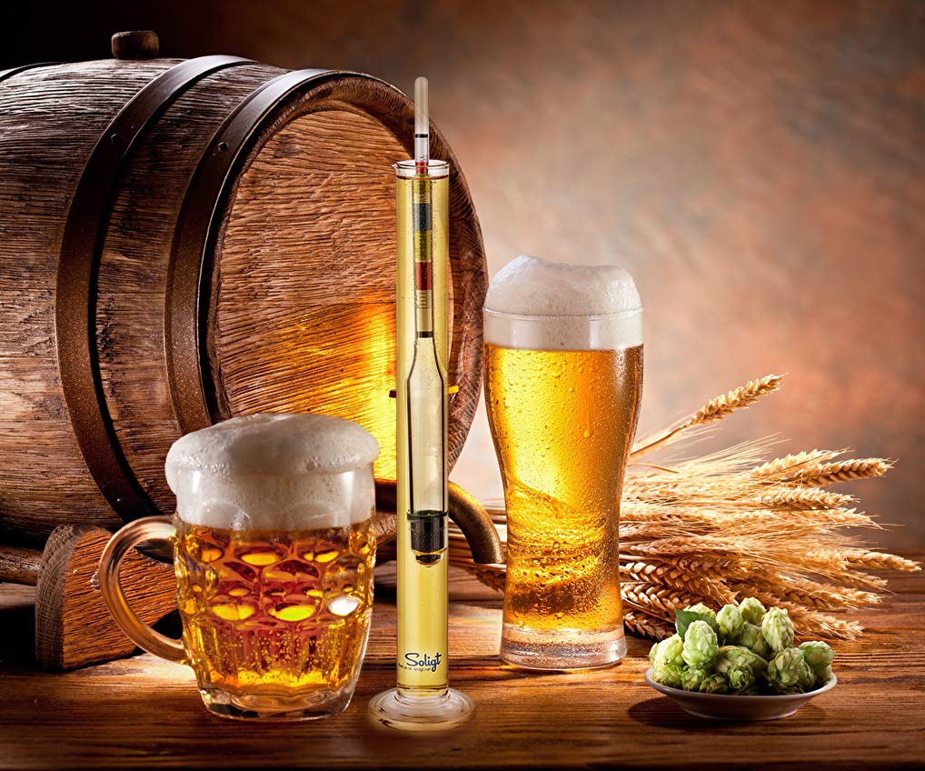 SOLIGT Triple Scale Hydrometer and Glass Test Jar for Wine, Beer, Mead & Cider - ABV, Brix and Gravity Test Kit