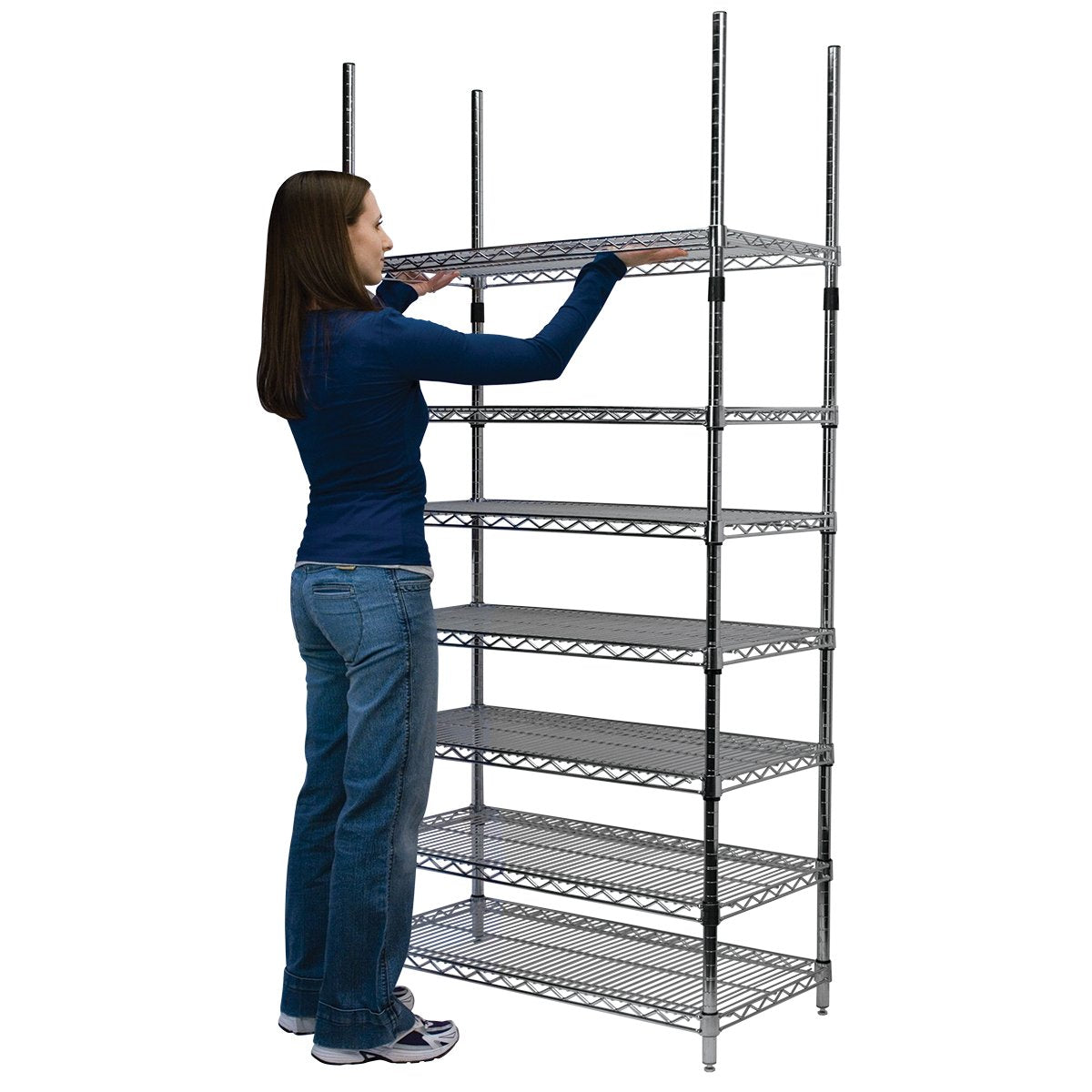 Akro-Mils AWP74UPRIGHT 74-Inch NSF Certified Industrial Grade Chrome Wire Shelf System Upright Leg Post Poles, (4 Pack), Silver