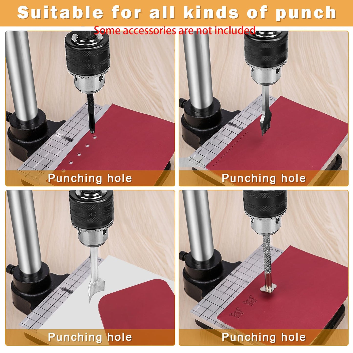Leather Press Machine,Hole Puncher Hand Punching Machine with 21pcs Punch Tool Include Rivet Setter, Snap kit Tool and 480pcs Rivets | Stainless Steel Pillar | Punch Puller for DIY Leather Craft