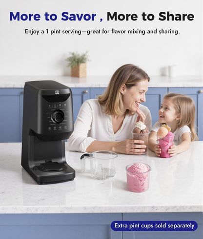 Oylus 12-in-1 Ice-Cream Maker Machine - 11 Preset Programs & Self-Cleaning, Healthy Frozen Yogurt Maker for Gelato, Slushies, Sorbet, Mix-ins & More, Includes (2) Pint Containers for Home & Party