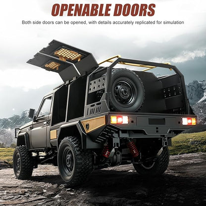 RC Crawler 1/12 Remote Control Car MN-82S 4WD RC Pickup Truck 2.4GHz All Terrain Off Road RTR Climbing Car with LED Lights and 2 Batteries for Adults (Silver)