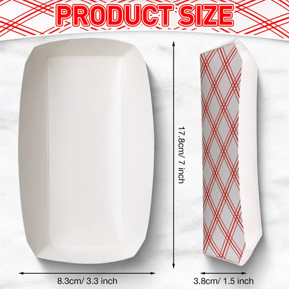 200 Pcs 2LB Checkered Paper Hot Dog Trays, 7 Inch Christmas Disposable Red and White Food Trays Food Hot Dog Holder Serving Paper Boats for Birthday Festivals Party Decorations Supplies Popcorn
