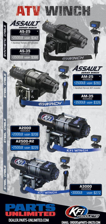 KFI Products Assault Series 3500lb Winch - Synthetic Cable