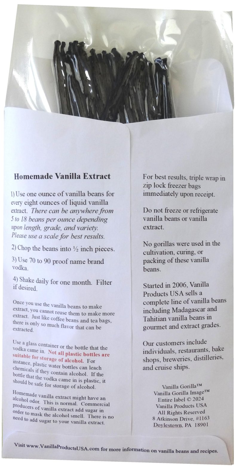 25 Whole Grade A Prime Gourmet Bourbon Madagascar Vanilla Beans 5~6" by Vanilla Products USA