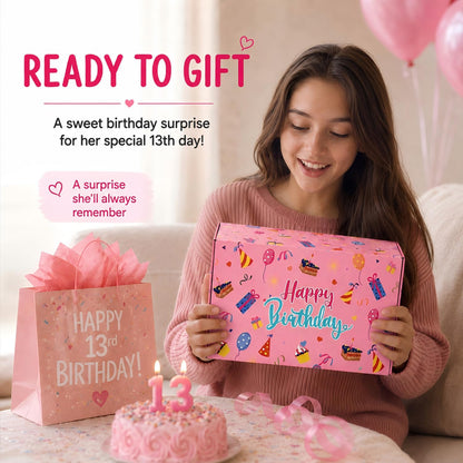 HAPPYPOP 13th Birthday Gifts for Girls - 13 Year Old Girl Birthday Set, Trendy Teen Girl Gifts for Granddaughter