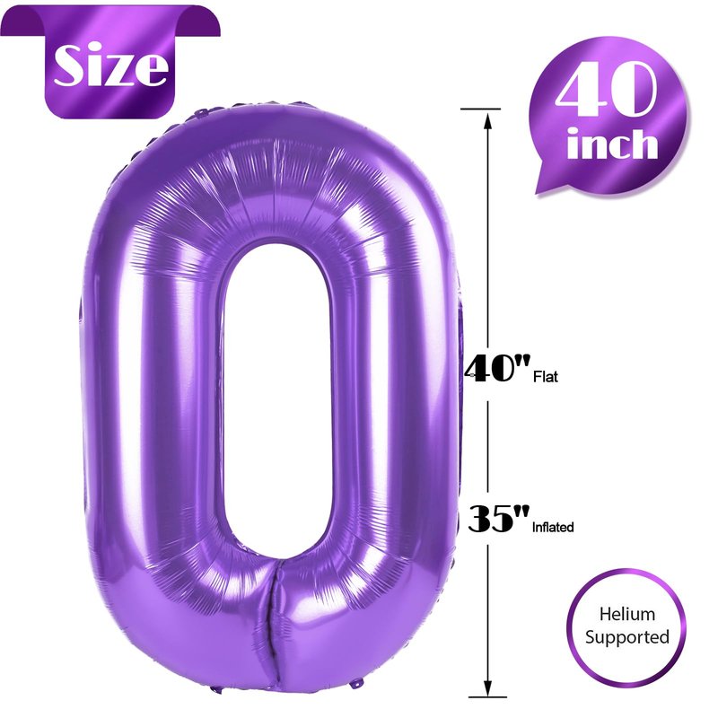 Purple Number 70 Balloon 40 inch, 70 Number Balloons, 70th Purple Birthday Decorations, 70 Year Old Girls Boys Party Supplies