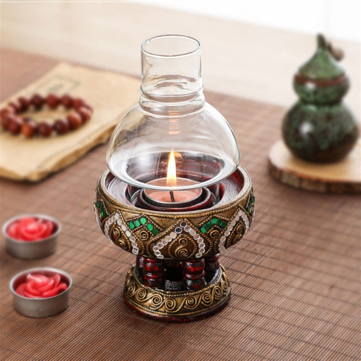 Candlestick Holders Wooden Candlestick Retro Windproof Candle Holder Dinner Table Candlestick Decoration Candle Holders