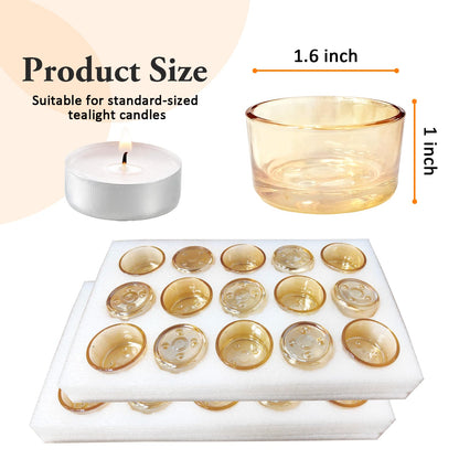 GOLDEAL 30 Pcs Gold Glass Small Tealight Candle Holders-Tea Candle Holders Bulk - Perfect for Weddings, Parties, Dinners - Ideal for 1.5" Standard Tealights and Candle Moulds…