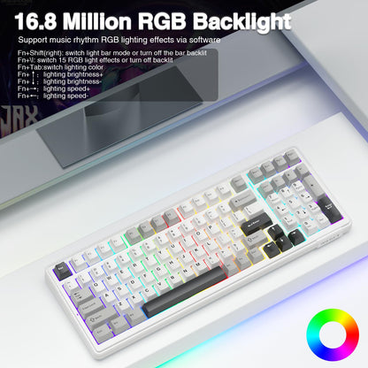 AULA F99 Wireless Mechanical Keyboard,Tri-Mode BT5.0/2.4GHz/USB-C Hot Swappable Custom Keyboard,Pre-lubed Linear Switches,RGB Backlit Computer Gaming Keyboards for PC/Tablet/PS/Xbox