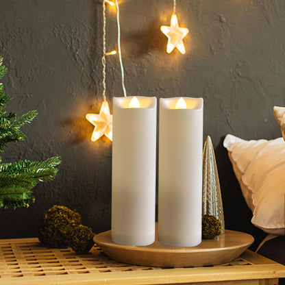 4 Pack Battery Operated Candles 2"x4"/5"/6"/7" Plastic Flickering LED Flameless Candles with Timer Outdoor Waterproof Wedding Party Halloween Christmas Decoration Realistic Slim Tall Pillar Candles