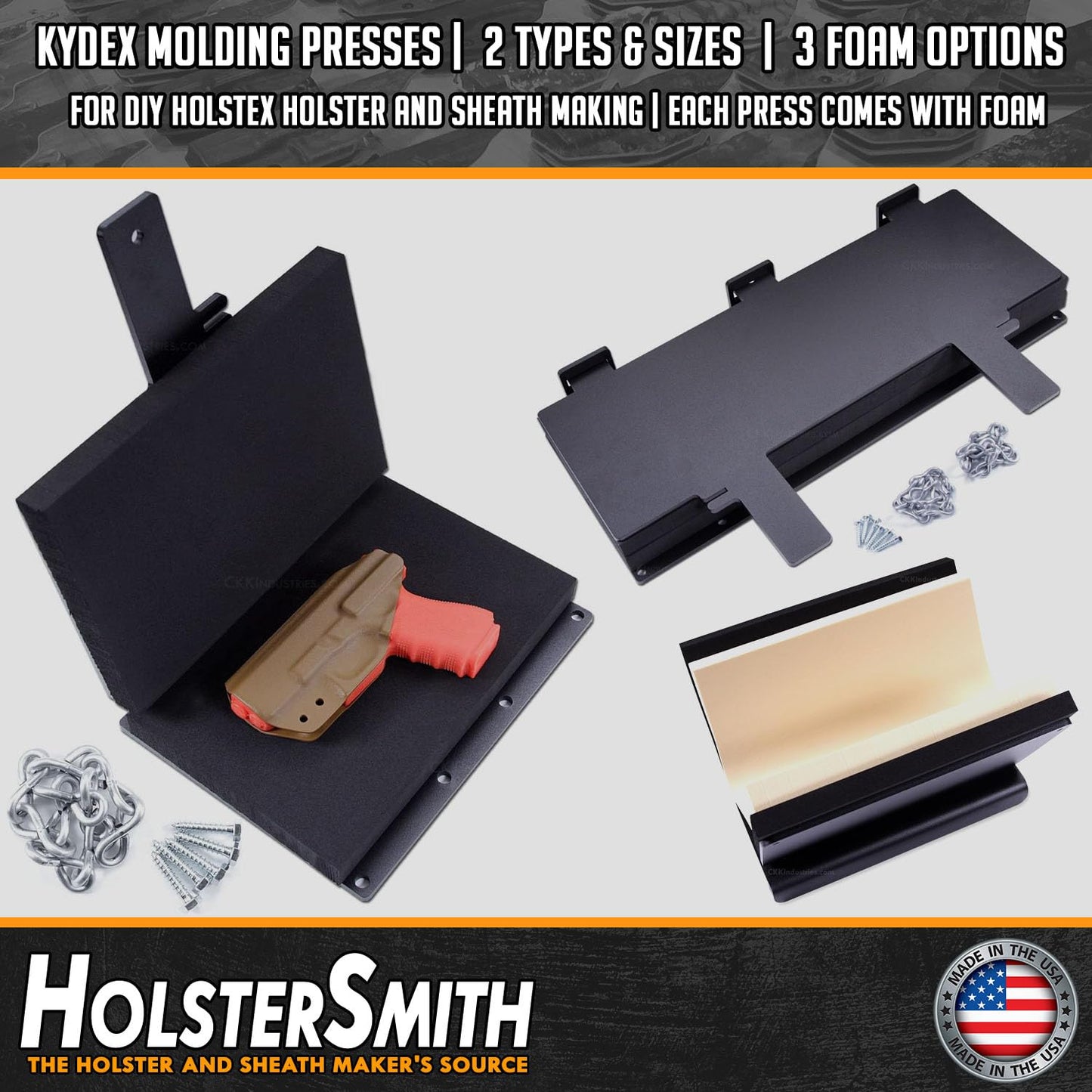 HolsterSmith Kydex Metal Taco Press - Bench Model - USA Made - (Press w/Maxx Center Foam) - (6 x 12 Inches) - Kydex Holster and Sheath Press