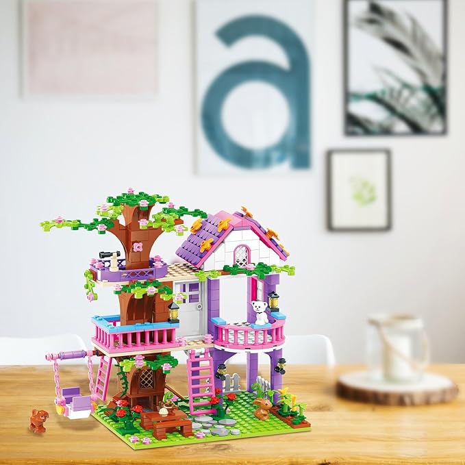Tree House Building Set for Girls - 558pcs Treehouse Building Blocks Toys Forest Camp House Bricks Kit with Animals Birthday for Kids Girls Boys Age 6 7 8 9 10 11 12+