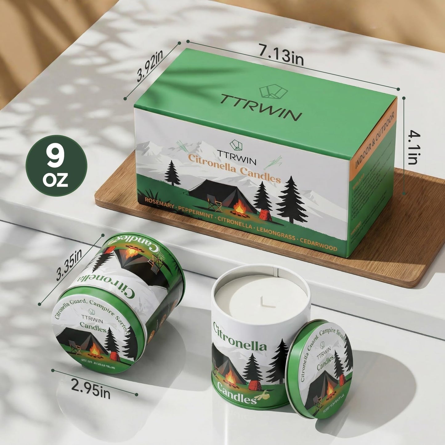 TTRWIN Citronella Candles Outdoor, Natural Citronella Candles, Create an Invisible Barrier and Warm Halo for You Outdoors, Making Every Outdoor Stop Full of Peace of Mind and Comfort, 2 Cans