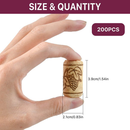 Aemygo 200 Pack Straight Wine Corks, #8 Natural Corks For Crafts, 7/8" x 1 3/4" Soft Wood Cork Stoppers, Wine Bottle Stoppers For Crafting Decor, DIY Arts