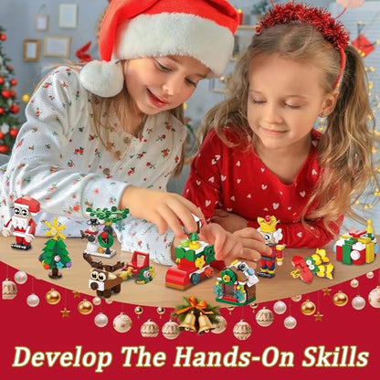 JOICEE Christmas Ornaments Building Blocks 18 Pack Xmas Tree Ornaments Building Sets with Strings Hanging Decoration Toys for Kids Holiday Party Favors Gifts Stocking Stuffers