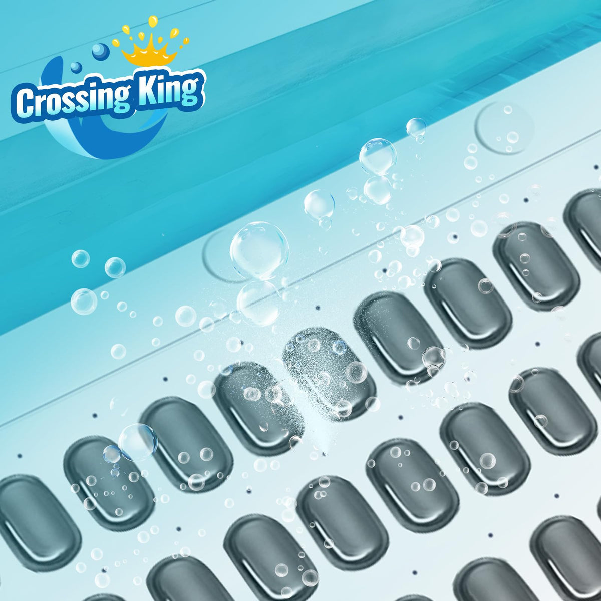 Crossing King Bubble Bath Mat Tub Spa Massager, Portable Spa Bubble Bath Massager with Upgraded Powerful Suction Cup, Electric Air Pump, Pillow and Remote Control for Relaxation 45 * 17in (Gray)