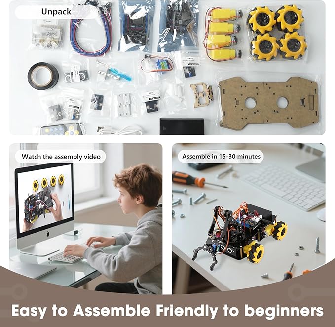 Robotics for Kids Ages 8-12 ACEBOTT Smart Robot Arm Car Kit with 5DOF STEM Toys for Boys Age 8-12 12-16+ ESP32 Arduino/Python/Blockly Coding App &amp Remote Control STEM DIY Gift for Teens &amp