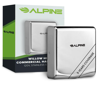 Alpine Commercial Hand Dryer with HEPA Filter, 8 Seconds Extreme Speed Electric Hand Dryer for Home Bathroom/Restaurant with Heat & Speed Control - ADA Compliant (120V Chrome)