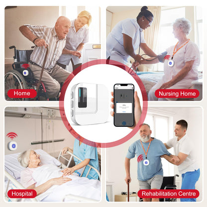 CallToU Wi-Fi Wireless Caregiver Pager Call Button for Elderly at Home , APP Emergency Alert for Seniors, Patients, and the Disabled with 2 Call Button, 2 Receiver (2.4GHz Wi-Fi)