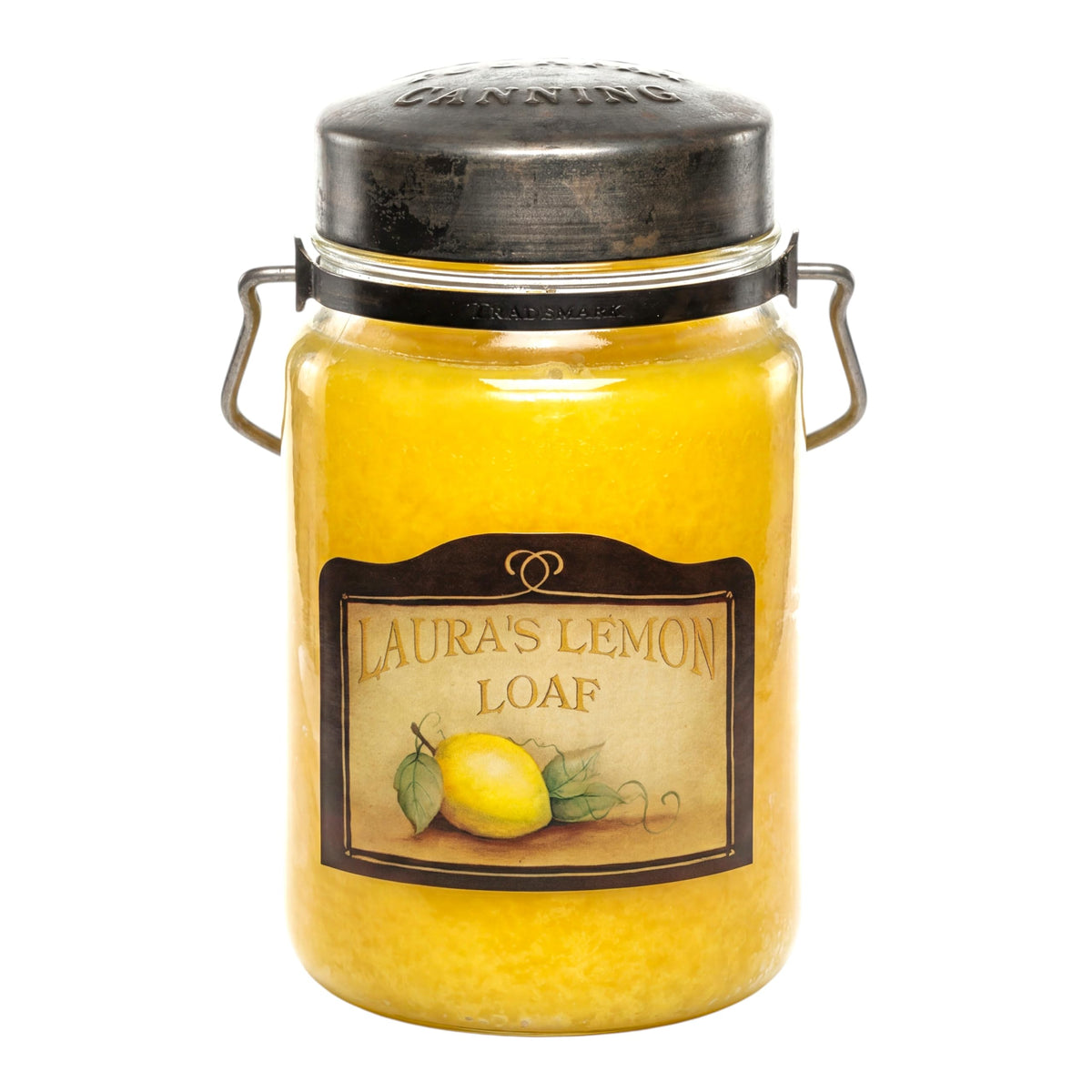 McCall’s Candles | Laura’s Lemon Loaf | 26 oz Scented Candle | USA-Poured | Vintage Rustic Jar with Carrying Handle | Tart Lemon & Sweet Poundcake Fragrance