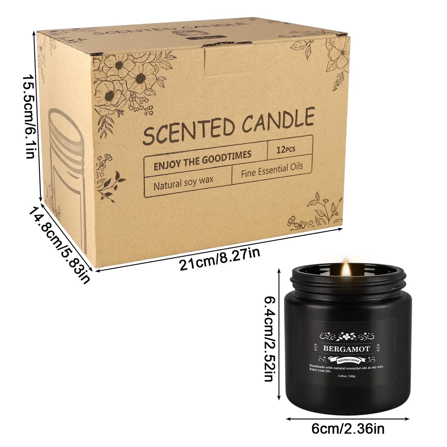 YOROXRG Scented Candles Gifts Set 12 Pack Soy Wax Travel Tin Jar Candles for Home 3.05 OZ for Mom for Christmas, Birthday, Thanksgiving, Mother's Day,Father'Day(Black)