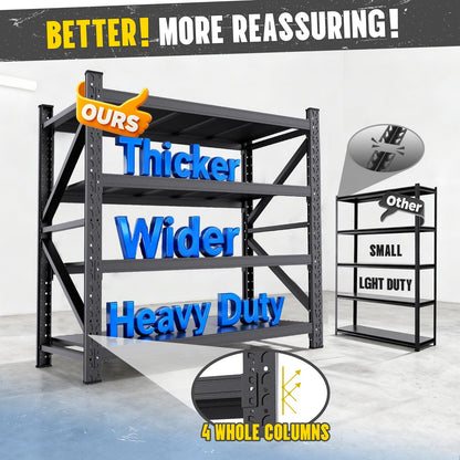 4 Tier Storage Shelves,Heavy Duty Garage Racks Shelving,7000LBS Metal Storage Shelves,Adjustable Utility Rack Shelf for Basement,Warehouse,Pantry,Factory,Garage Shelving (S-（48" W x 24" D x 70" H）)
