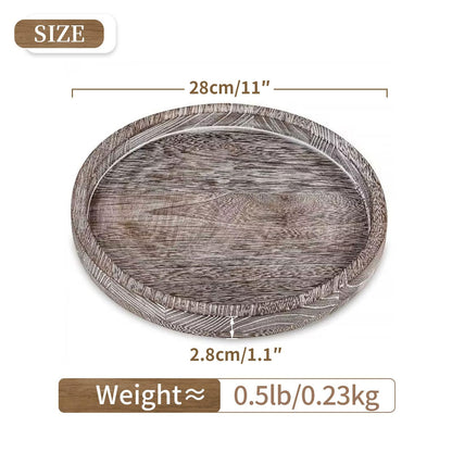 Hanobe Wood Candle Holders Trays: Round Candlestick Holder Pillar Stand for Table Centerpiece - Farmhouse Coffee Table Decor for Living Room Kitchen Counter, Rustic White