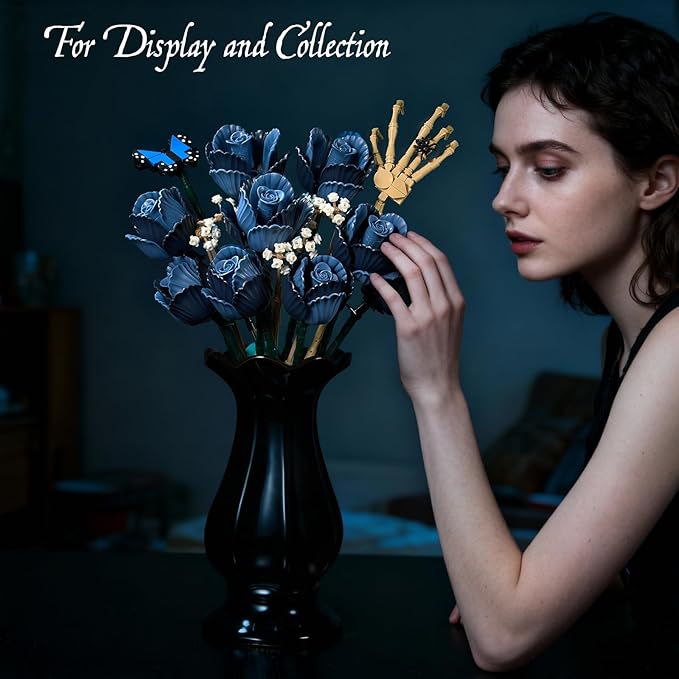 Corpse Emily Bouquet Roses Building Set Gothic Floral Flower Model Set for Dark Romancet Compatible with Lego Withered Flower Building ToysValentine's Day Gifts for Women Adults Fans (429 PCS)