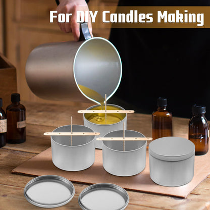 YJHSS 24-Pack 4oz Candle Tins with Lids, Metal Candle Jars for Candle Making, Empty Containers Vessels Bulk for Small Business & Beginners DIY Storage -Silver