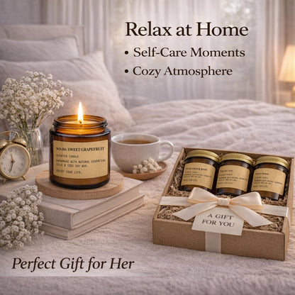 Scented Candles for Home,8 Pack Soy Wax Candle Set,Scented Candles Gift Set,Aromatherapy Candles, Amber Jar Vintage Apothecary Style, 8 Scents Gift Set