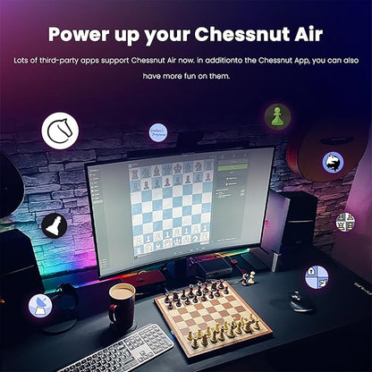 Chessnut Air Electronic Chess Set A magnificently Handcrafted Wooden Chess Board with Extra QueensLEDs AI Adaptive Electronic Chess Set Game and App with Computer Chess Board
